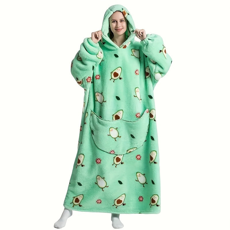 1pc Oversized Cartoon Hooded Blanket Sweatshirt, Ultra Cozy Wearable Fleece Throw for Adults, Extra Warm and Soft Pullover for Lounging, Gift Idea Lootquake LLC