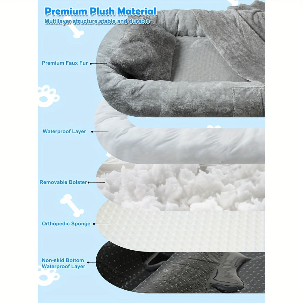 Giant Cozy Human-Dog Bed - Dual-Purpose Luxury Mat - XL 71x40x14 - Ultra-Soft Blanket Pillow - Perfect for Lounging & Snuggling - Fluffy Futon Style - Your New Home Essential Lootquake LLC