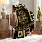 Glam Style Digital Print Flannel Throw Blanket – Hypoallergenic Woven Polyester Cover, All Seasons Multipurpose Bedding with Greek Key Design – No Embellishment, 200-250g Square Weight Lootquake LLC