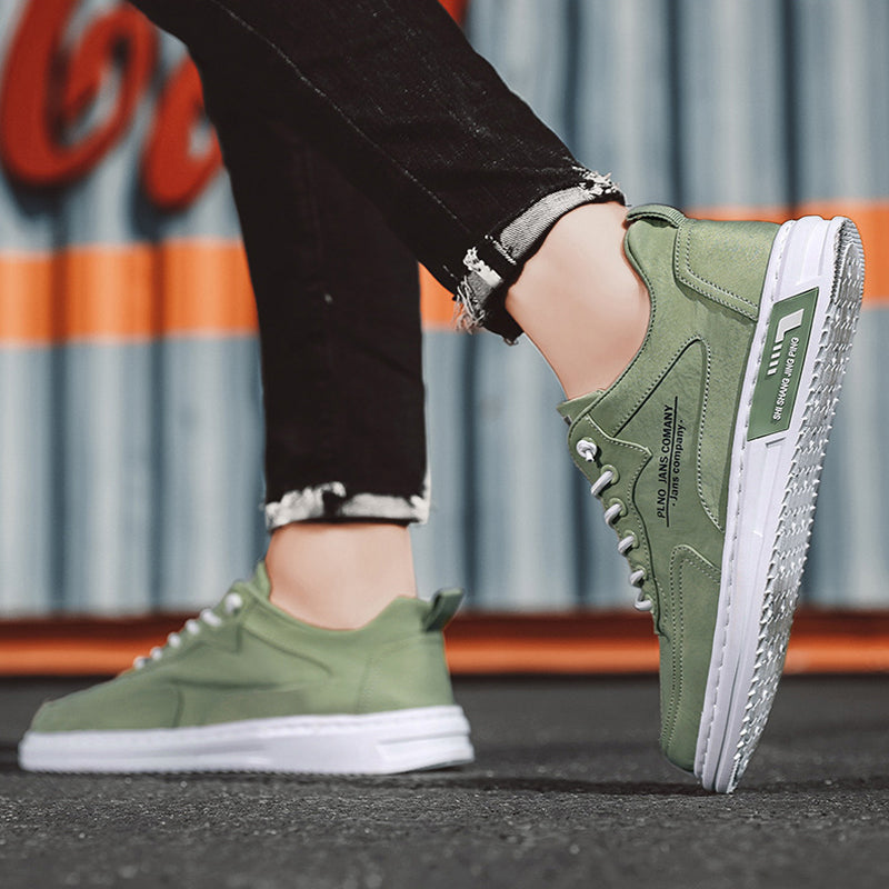 Men Sneakers Lace-up Letter Print Platform Canvas Shoes Sports Pi-Mart