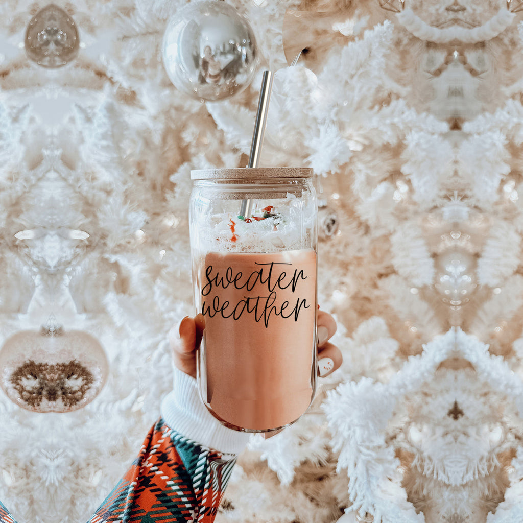 17oz Glass Tumbler With Bamboo Lid, 2 Stainless Straws & Cleaner, Hot/Iced