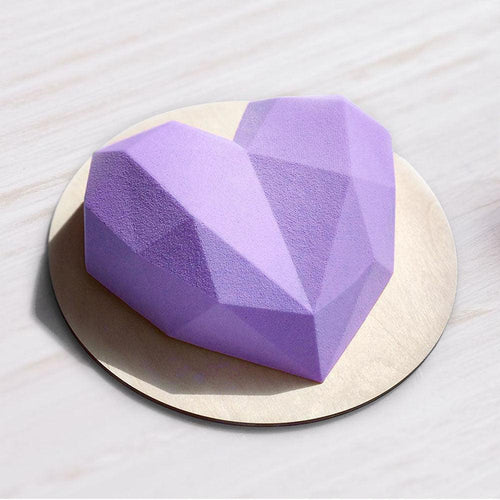 1/8 Cavity 3D Diamond Love Heart Shape Mold Silicone Chocolate Cookie Muffin Baking Tool Sponge Mousse Dessert Cake Decorating Diamond Heart Love Shape Silicone Mousse Cake Dessert Chocolate Molds Tray White Red Stevvex