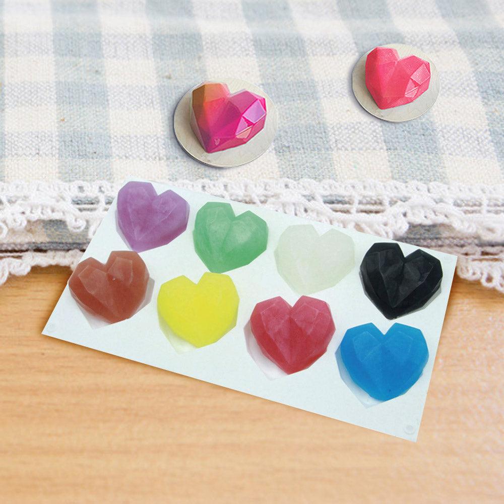 1/8 Cavity 3D Diamond Love Heart Shape Mold Silicone Chocolate Cookie Muffin Baking Tool Sponge Mousse Dessert Cake Decorating Diamond Heart Love Shape Silicone Mousse Cake Dessert Chocolate Molds Tray White Red Stevvex