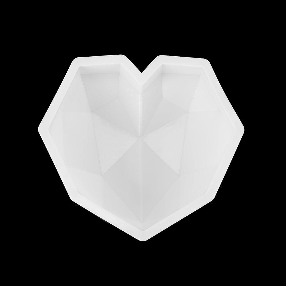 1/8 Cavity 3D Diamond Love Heart Shape Mold Silicone Chocolate Cookie Muffin Baking Tool Sponge Mousse Dessert Cake Decorating Diamond Heart Love Shape Silicone Mousse Cake Dessert Chocolate Molds Tray White Red Stevvex