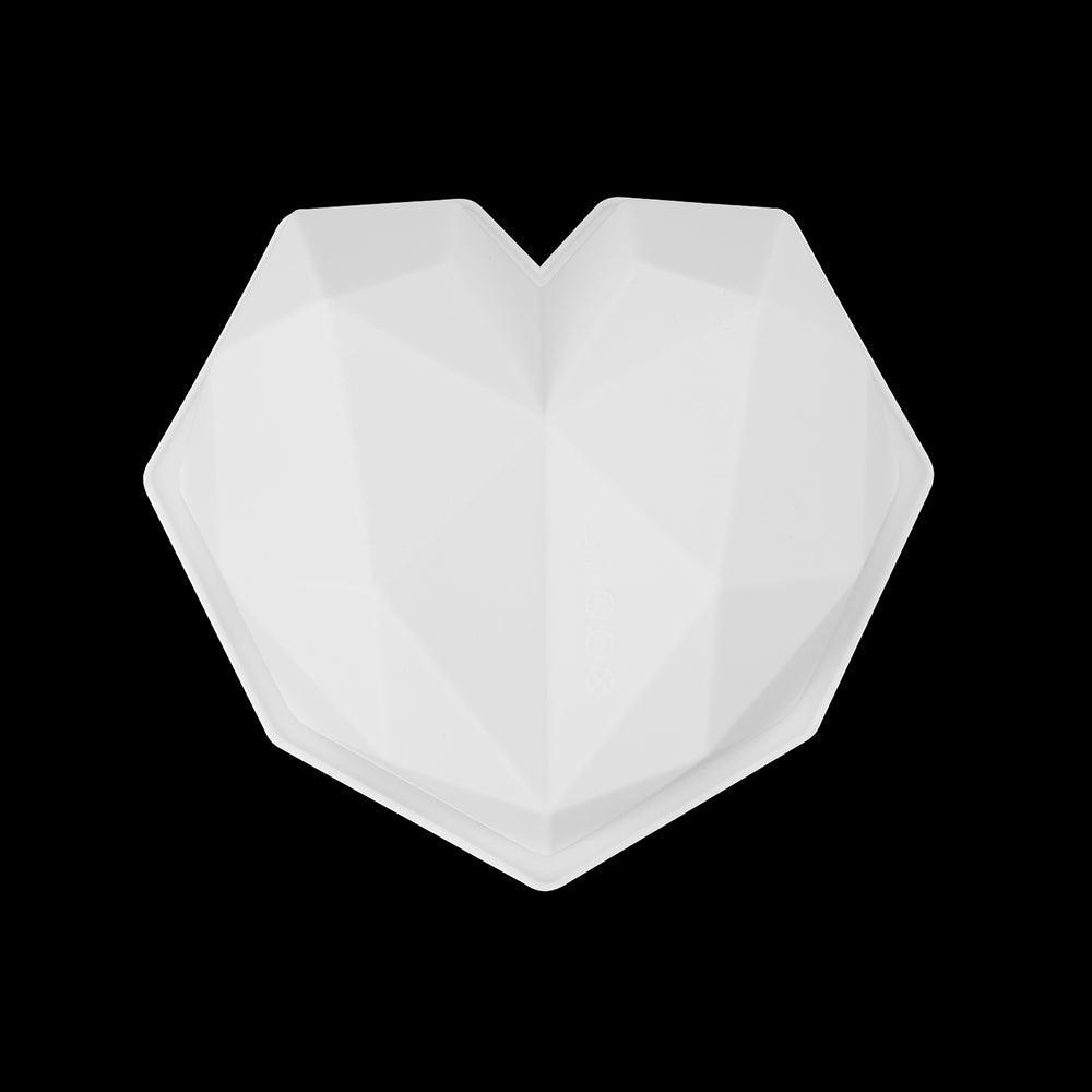 1/8 Cavity 3D Diamond Love Heart Shape Mold Silicone Chocolate Cookie Muffin Baking Tool Sponge Mousse Dessert Cake Decorating Diamond Heart Love Shape Silicone Mousse Cake Dessert Chocolate Molds Tray White Red Stevvex