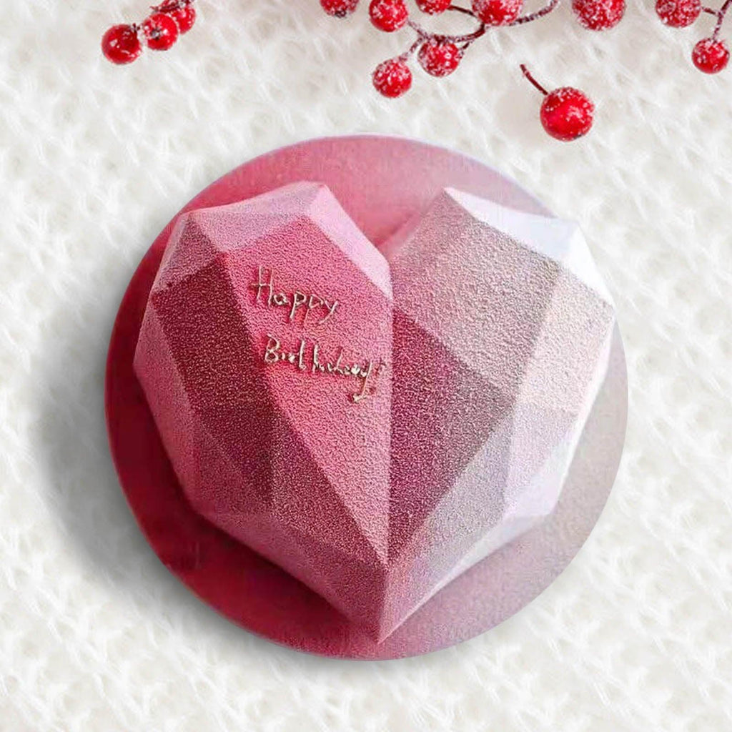 1/8 Cavity 3D Diamond Love Heart Shape Mold Silicone Chocolate Cookie Muffin Baking Tool Sponge Mousse Dessert Cake Decorating Diamond Heart Love Shape Silicone Mousse Cake Dessert Chocolate Molds Tray White Red Stevvex