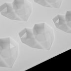 1/8 Cavity 3D Diamond Love Heart Shape Mold Silicone Chocolate Cookie Muffin Baking Tool Sponge Mousse Dessert Cake Decorating Diamond Heart Love Shape Silicone Mousse Cake Dessert Chocolate Molds Tray White Red Stevvex
