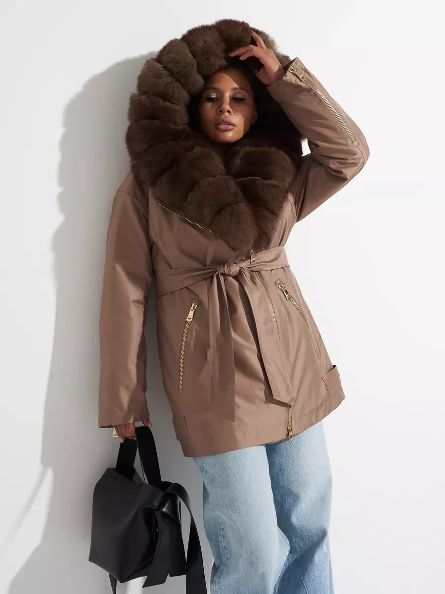 Genuine Polar Fox Fur Trim Rabbit Fur Insulated Parka - SJB-DIAMOND ELITES