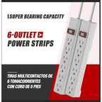 Hyper Tough Indoor 6-Outlet 8ft with Braided Cord, 2 Pack, Black EasyOptionXY LLC