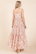 New Summer Flower Print Tiered Sleeveless Empire Maxi Dress – Elegant and Flattering Floral Dress with Empire Waist