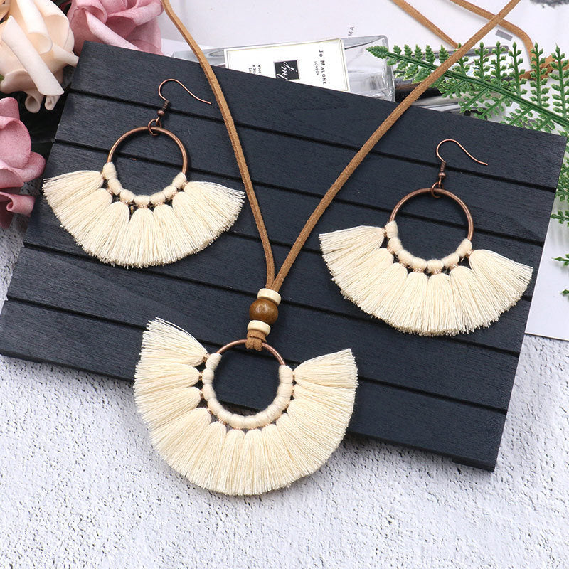 Fringed Necklace Earring Set