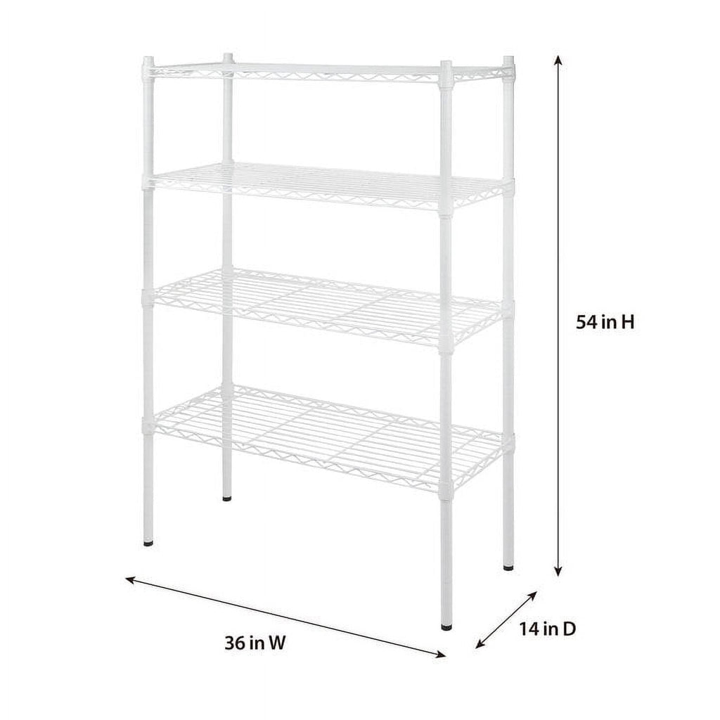 Hyper Tough 4-Tier Wire Shelf Unit, White, Garage Storage, Storage Rack, Adult