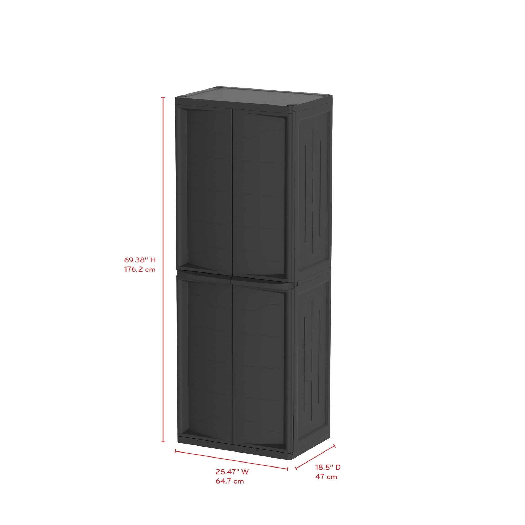 Hyper Tough Plastic 4-Shelf Garage Storage Utility Cabinet, Black Finish, HT-4SHFF-CABT Model, Black