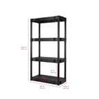 Hyper Tough Black Plastic 4-Tier 56.2" H x 30"" W x 13.8" D, 280lb Total Capacity