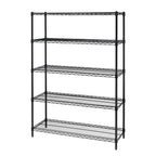 Hyper Tough Black Wire Shelf 5-Tier Heavy Duty 72"H x 48"W x 16"D, 3000lb Total Capacity