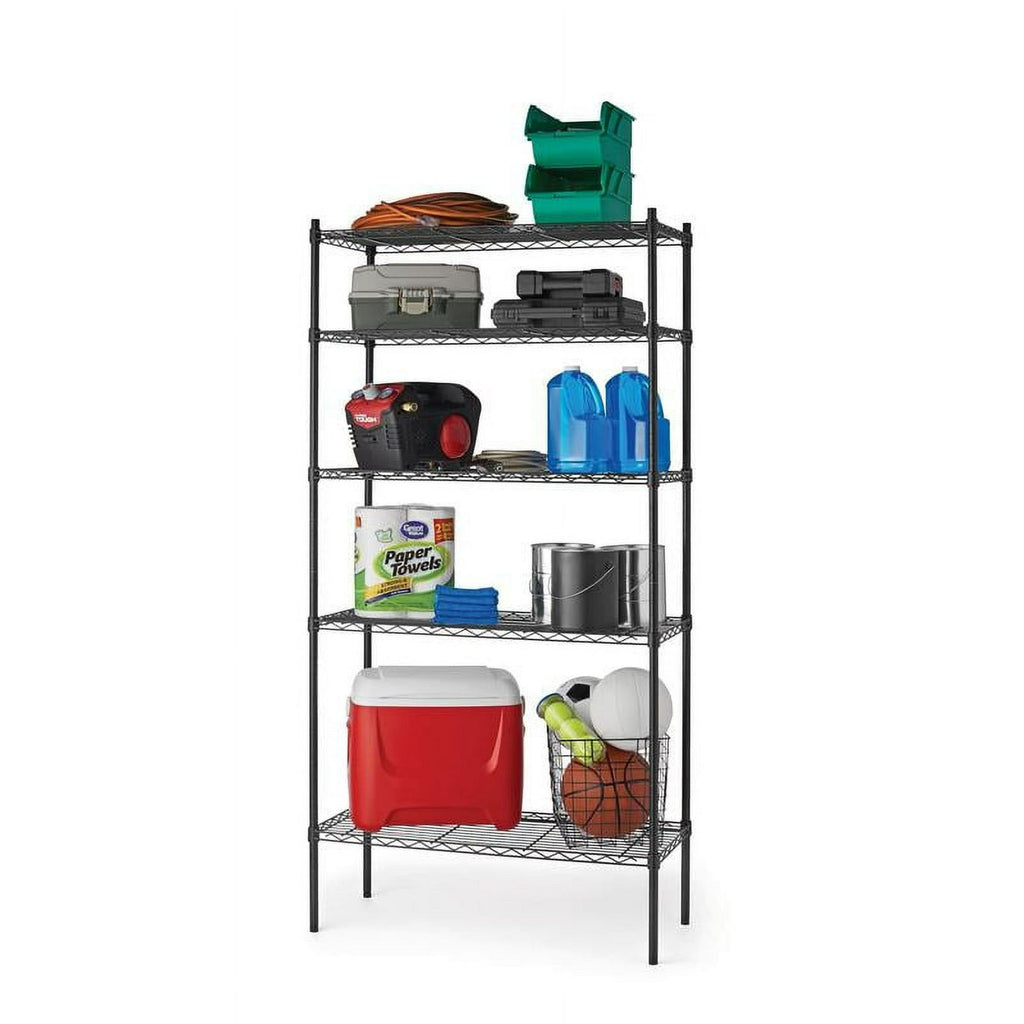 Hyper Tough Black Wire Shelf 5-Tier 72" H x 36" W x 16" D, 1750lb Total Capacity EasyOptionXY LLC