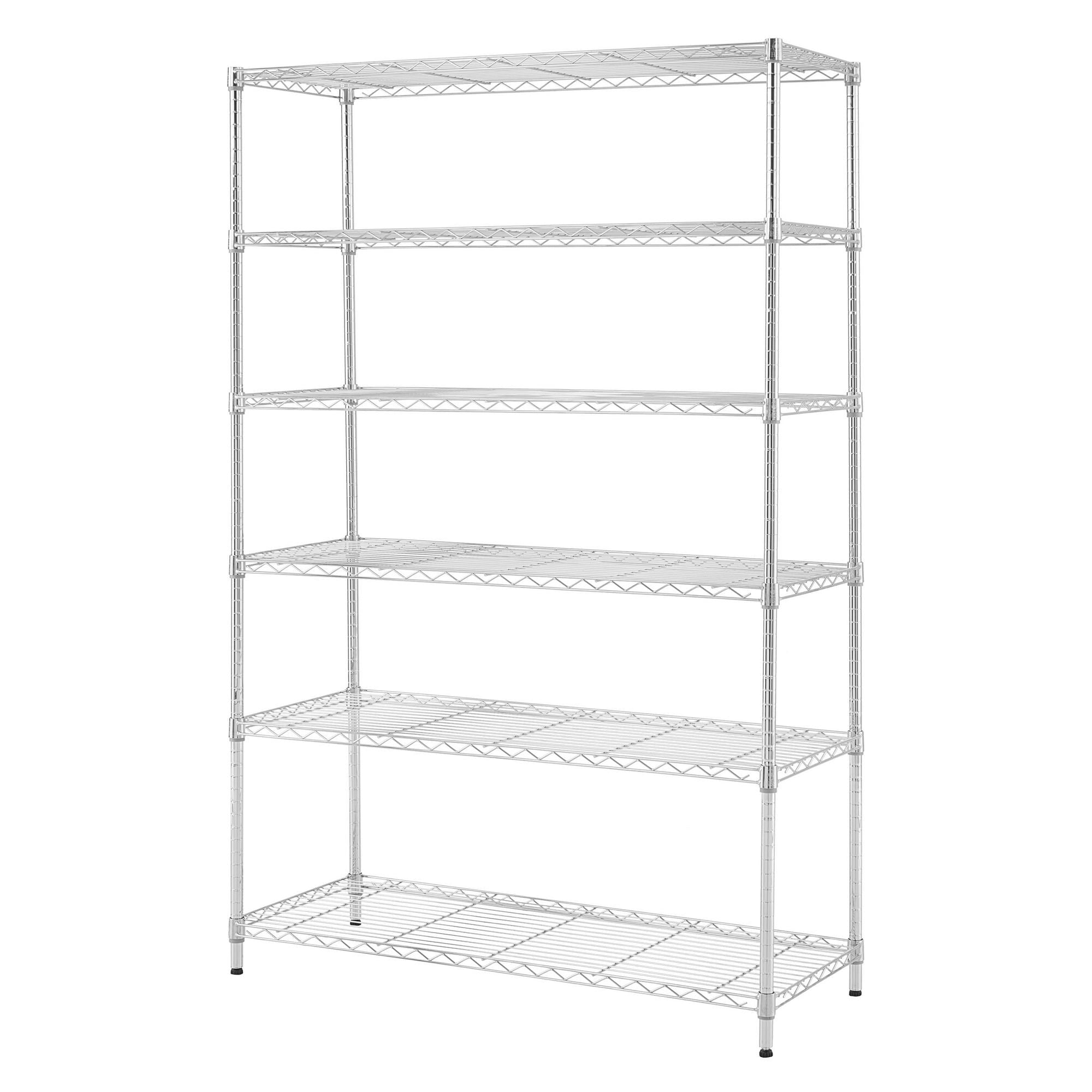 Hyper Tough Chrome Wire Shelf 6-Tier 72"H x 47.7"W x 18"D, 2100lbs Total Capacity