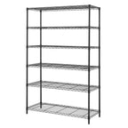 Hyper Tough Black Wire Shelf 6-Tier 72"H x 47.7"W x 18"D, 2100lbs Total Capacity