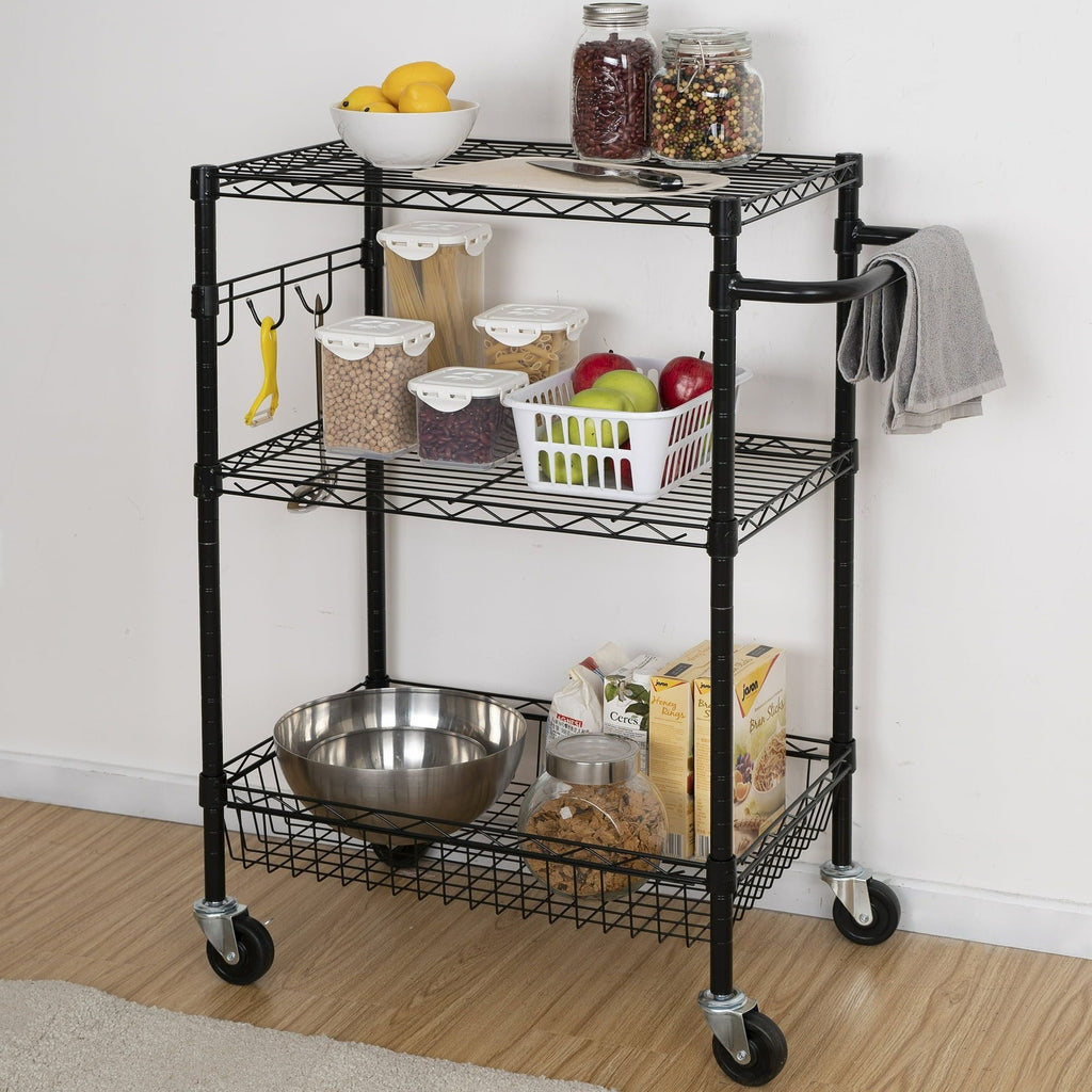 Hyper Tough Wire 3-Tier Storage Shelf Unit 36"H x 16"W x 30"D, 495lb Total Capacity, Black