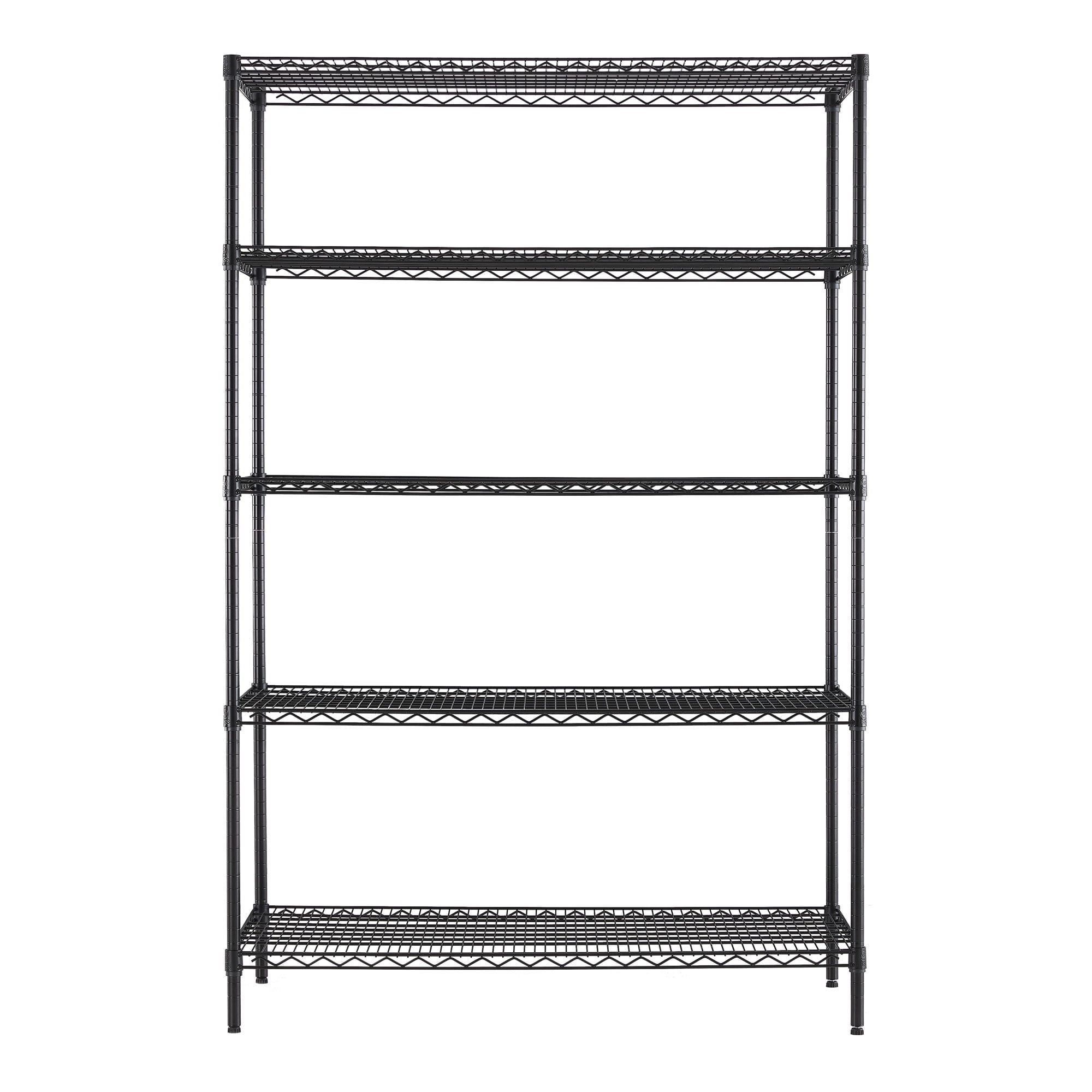 Hyper Tough Black Wire Shelf 5-Tier Heavy Duty 72"H x 48"W x 24"D, 4000lb Total Capacity