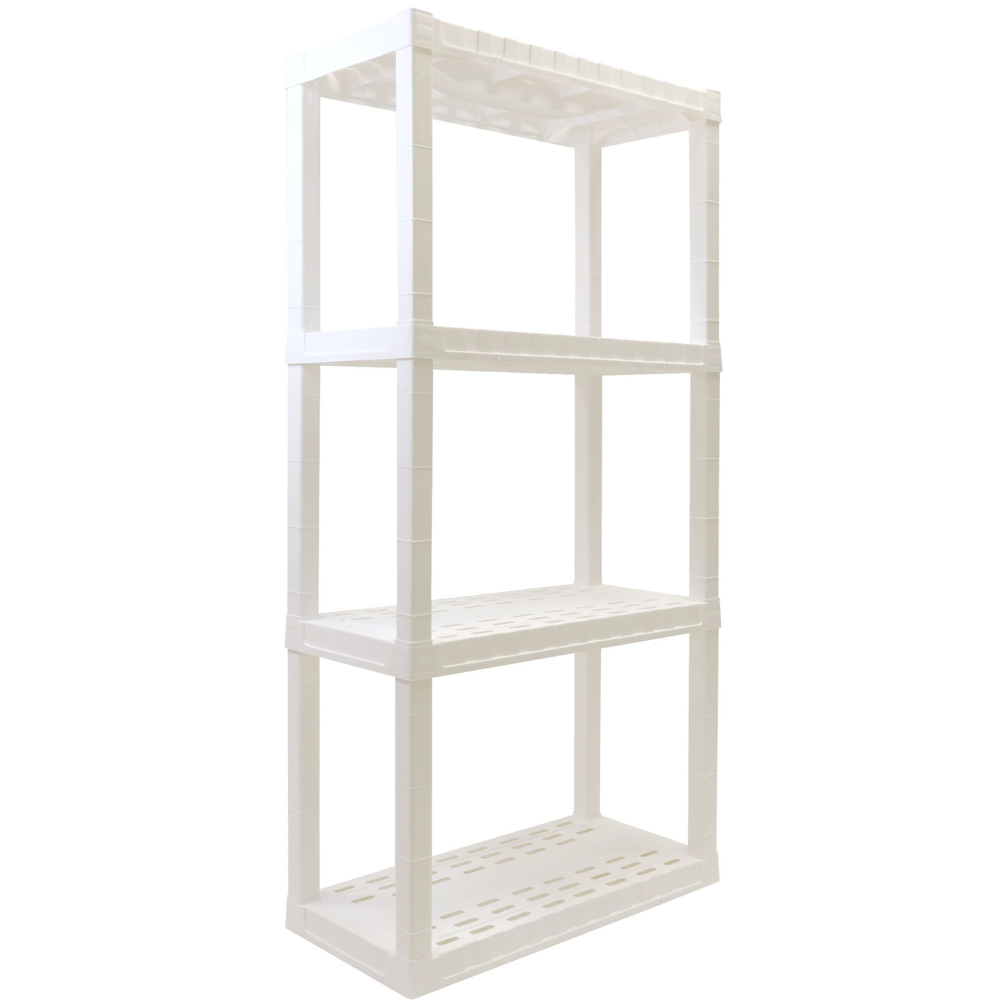 Hyper Tough 4-Tier Shelving Unit, W30 x D14 x H57" Multipurpose Home Storage Plastic Shelf Organizer, White