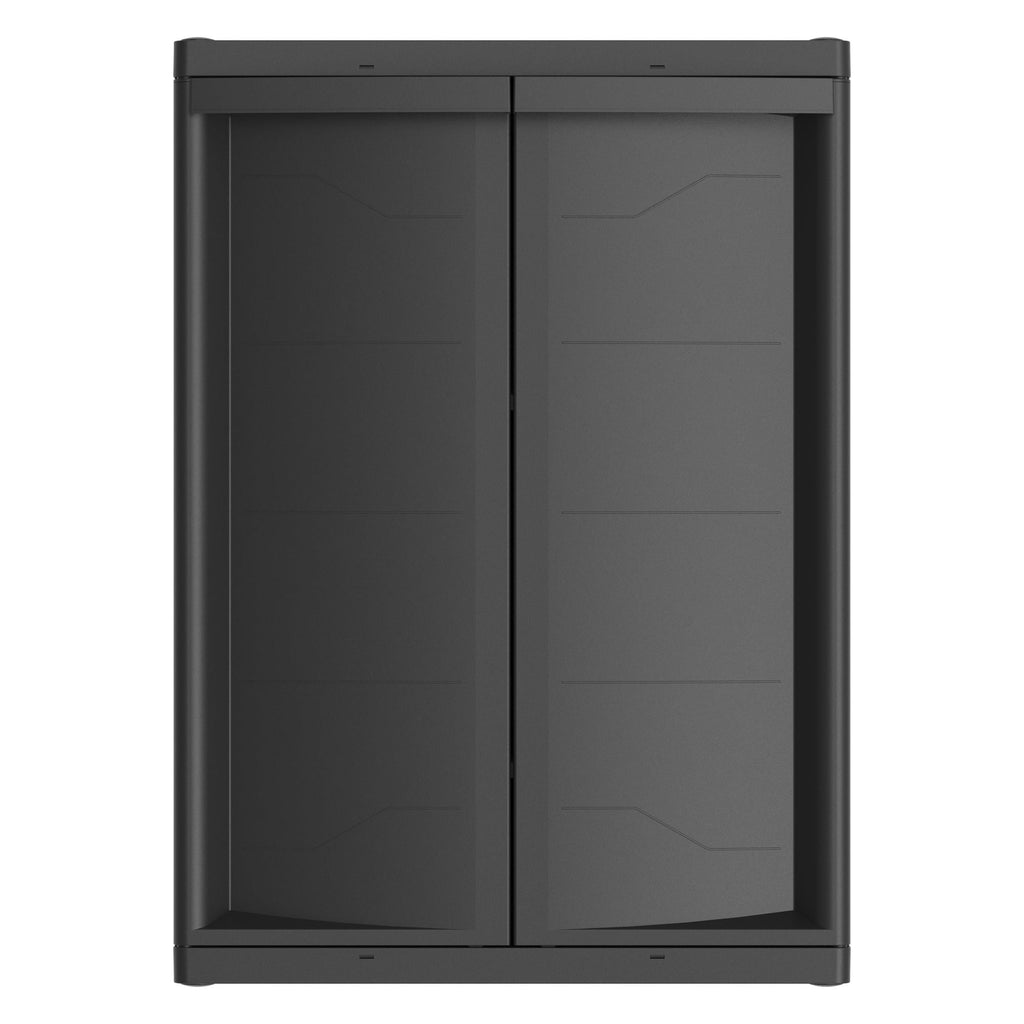 Hyper Tough Plastic Garage Cabinet 2 Shelf 18.5Dx25.47Wx35.43"H, Black Finish