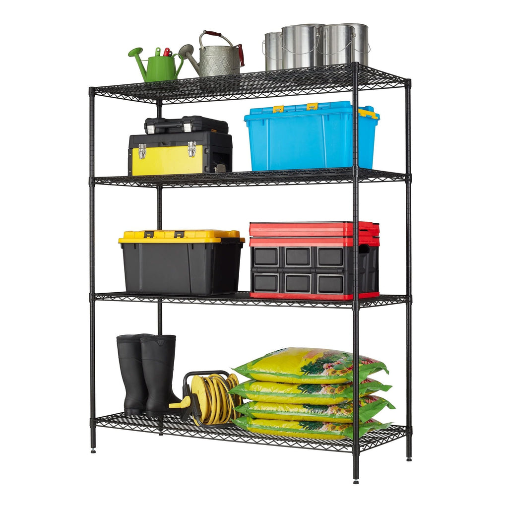 Hyper Tough Black Wire Shelf 4-Tier Heavy Duty 72"H x 60"W x 24"D, 4000lbs Total Capacity