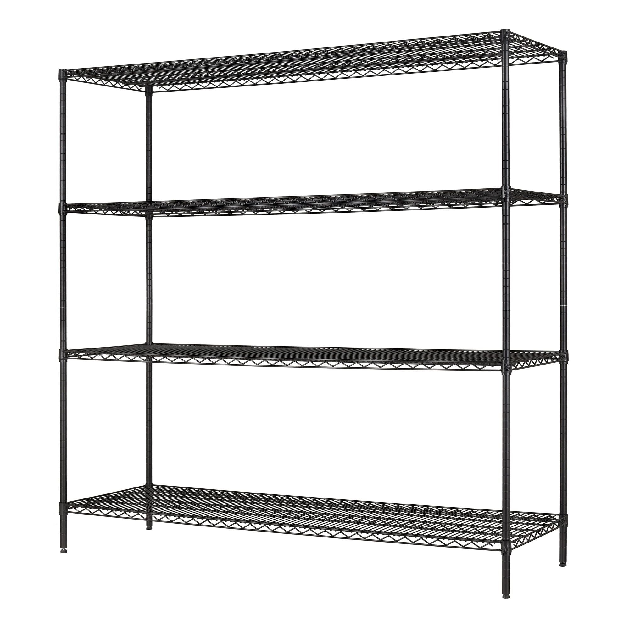 Hyper Tough Black Wire Shelf 4-Tier Heavy Duty 72"H x 72"W x 24"D, 4000lbs Total Capacity
