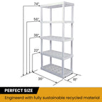 Hyper Tough 5 Shelf Plastic Garage Shelves, 2 pack Storage Shelving, White, 750 lbs. Capacity