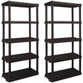 Hyper Tough Large 5-Tier Shelving Unit, W36 x D18 x H74" Interlocking Multipurpose Organizer, Black, Pack of 2 EasyOptionXY LLC