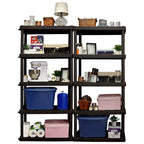 Hyper Tough Large 5-Tier Shelving Unit, W36 x D18 x H74" Interlocking Multipurpose Organizer, Black, Pack of 2 EasyOptionXY LLC