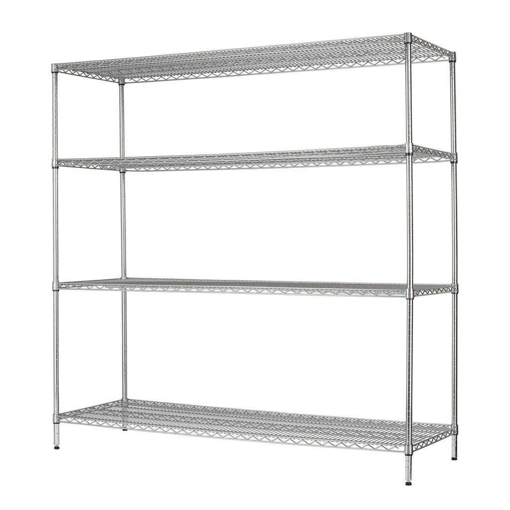 Hyper Tough Chrome Wire Shelf 4-Tier Heavy Duty 72"H x 72"W x 24"D, 4000lbs Total Capacity
