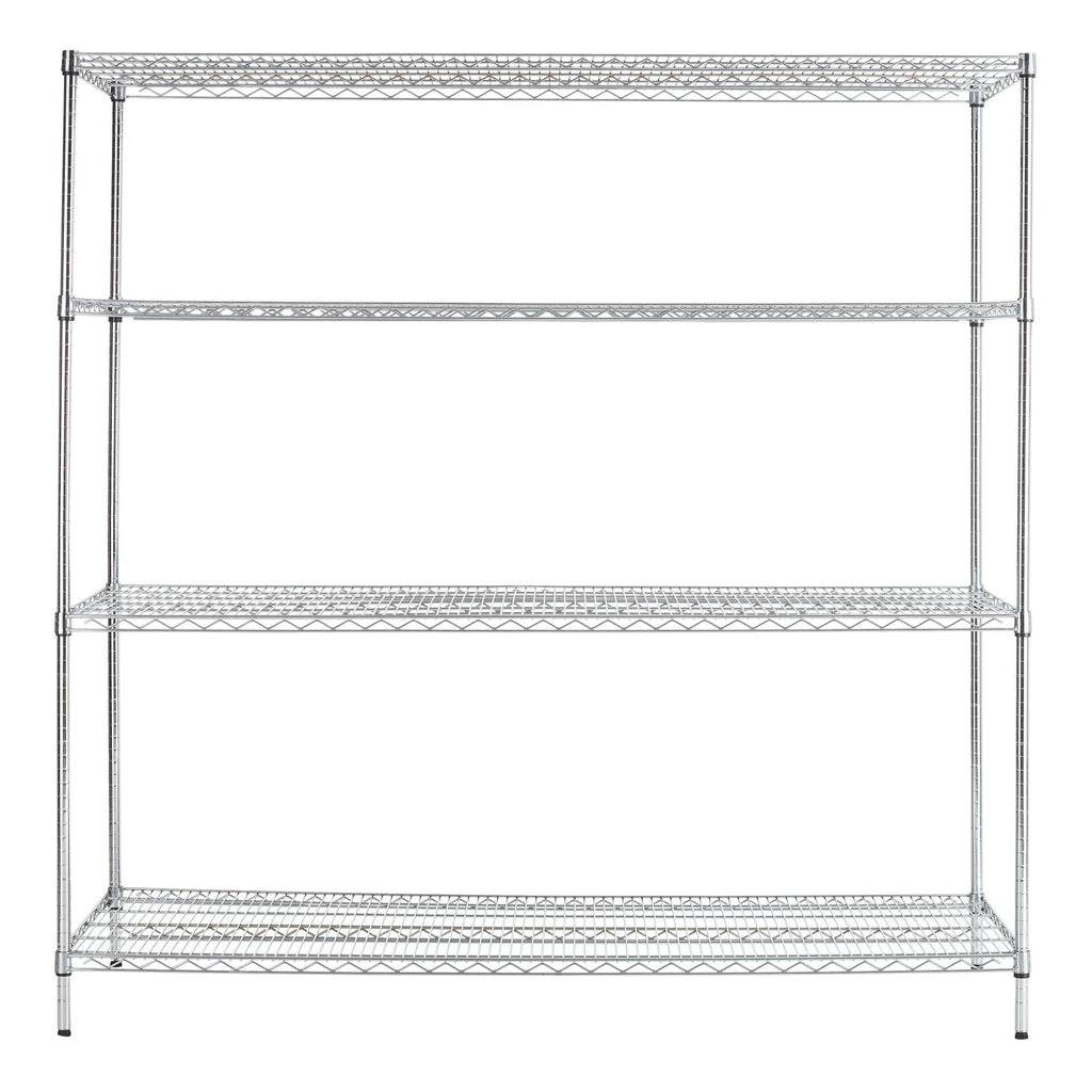 Hyper Tough Chrome Wire Shelf 4-Tier Heavy Duty 72"H x 72"W x 24"D, 4000lbs Total Capacity