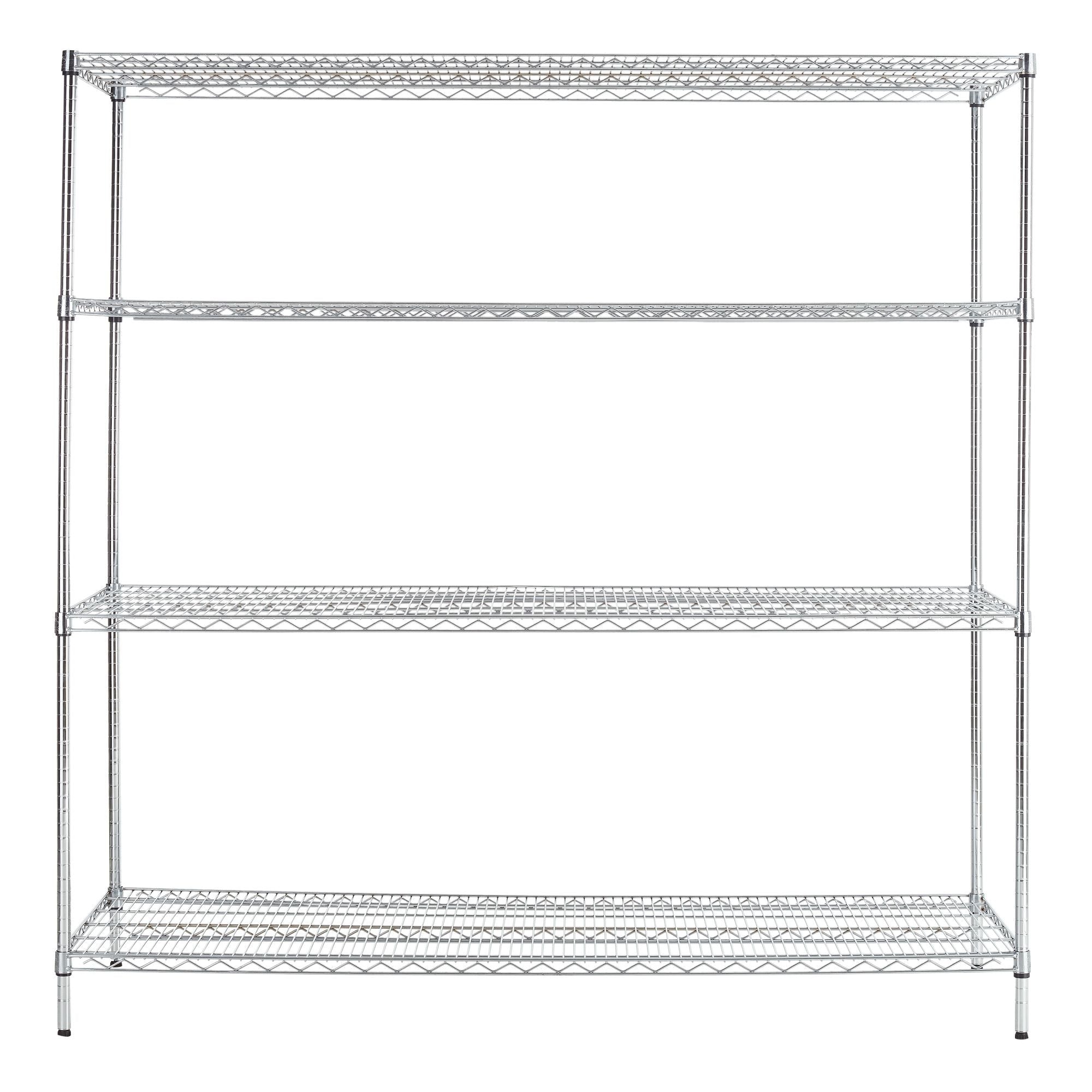 Hyper Tough Chrome Wire Shelf 4-Tier Heavy Duty 72"H x 72"W x 24"D, 4000lbs Total Capacity