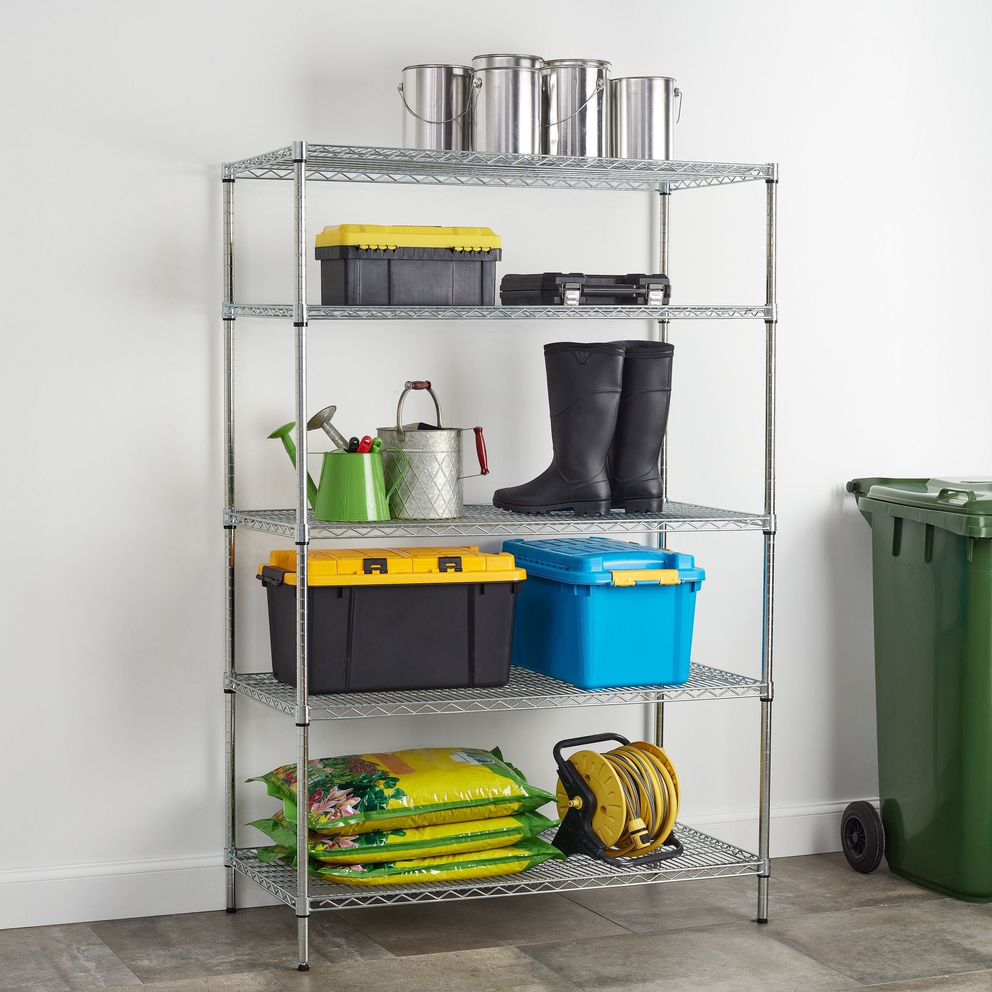 Hyper Tough Chrome Wire Shelf 5-Tier Heavy Duty 72"H x 48"W x 24"D, 4000lb Total Capacity EasyOptionXY LLC