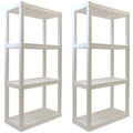 Hyper Tough Garage Shelves, Pack of 2 Plastic Storage Shelving Unit 4 Shelves, White 400 lbs Capacity 56" H x 14" D x 30" W