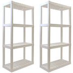 Hyper Tough Garage Shelves, Pack of 2 Plastic Storage Shelving Unit 4 Shelves, White 400 lbs Capacity 56" H x 14" D x 30" W