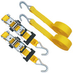 Hyper Tough 15 feet Steel Ratchet Tie-Down, 1666 lbs with S-Hooks 4-Pack, Yellow, 44.4 oz