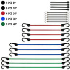 Hyper Tough 20 Pieces Bungee Cord Set, Plastic Jar, Multi-Color, 2.31 oz