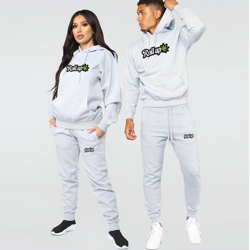 Fashion Letter Print Hooded Sweatshirt Set