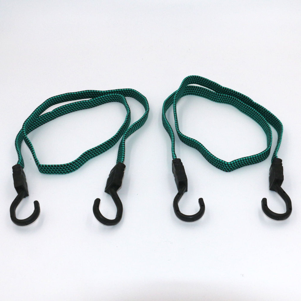 Hyper Tough 2 Pack, 48 inch Flat Bungee Cords, Rubber, Green, 0.45 oz