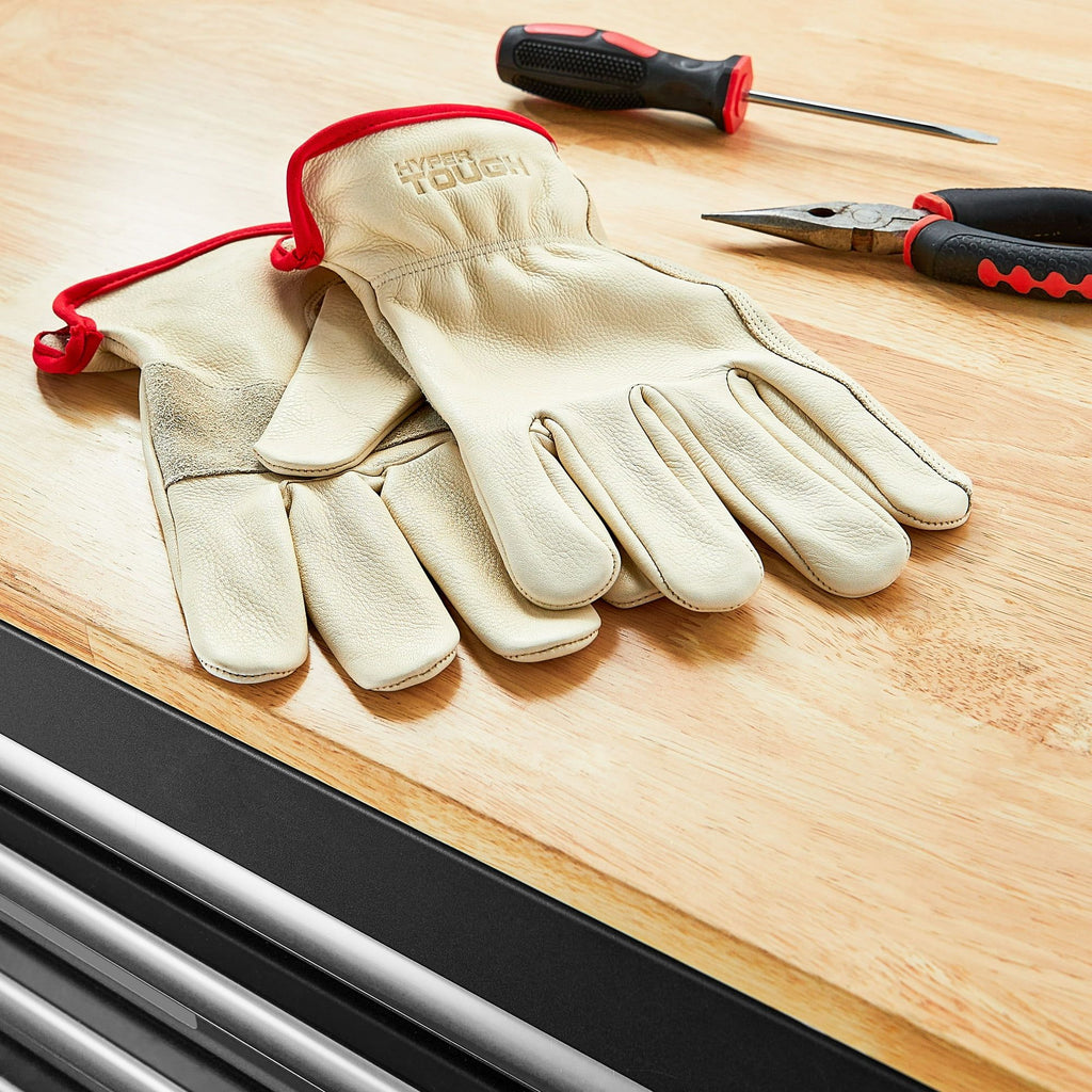 Hyper Tough Premium Full Grain Leather Glove, Beige