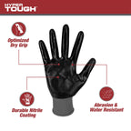 Hyper Tough 3 Pack, Nitrile Grip Gloves, Gray, Latex Free, Large