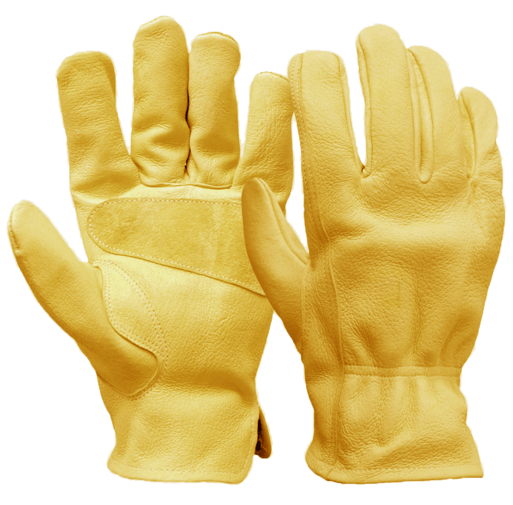 Hyper Tough Cowhide Leather Work Gloves, Size Medium, Golden Color