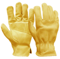 Hyper Tough Cowhide Leather Work Gloves, Size Medium, Golden Color