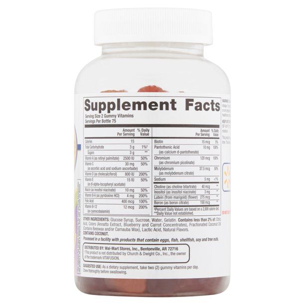 Equate Multivitamins Assorted Fruit Flavors Adult Gummies; 150 Count