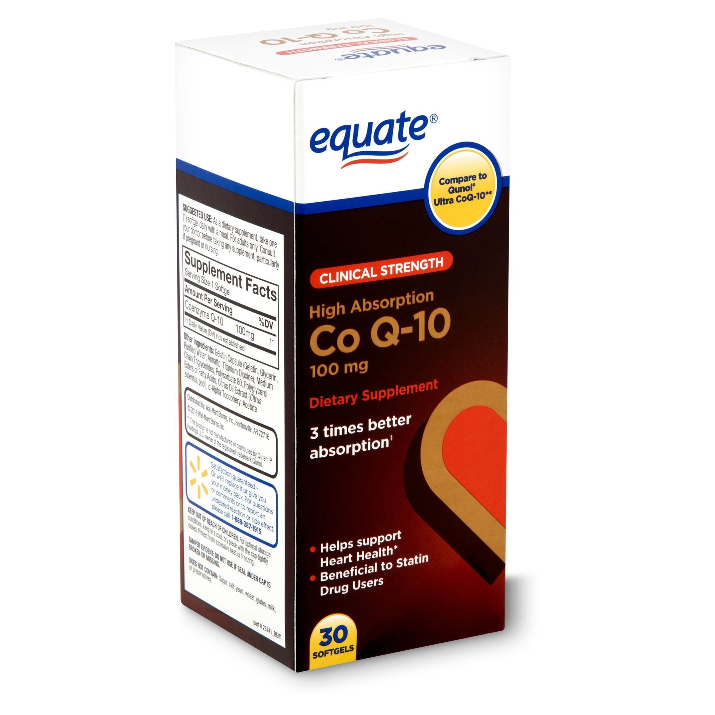 Equate Clinical Strength High Absorption Co Q-10 Dietary Supplement; 100 mg; 30 Count EasyOptionXY LLC