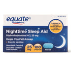 Equate Nighttime Sleep Aid Diphenhydramine HCl Caplets; 25 mg; 100 Count