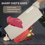 Kitchen Knife Set, 6-Pieces Khaki Sharp Knife Set for Kitchen, Non-stick Non-slip Stainless Steel Chef Knife Set with Universal Knife Block Suitable for Home Restaurant