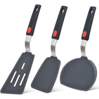 Silicone Spatula Turner Set of 3, 600¡ãF Heat Resistant Cooking Spatulas for Nonstick Cookware, Large Flexible Kitchen Utensils BPA Free Rubber Spatula Set for Egg, Pancake, Fish, Burger